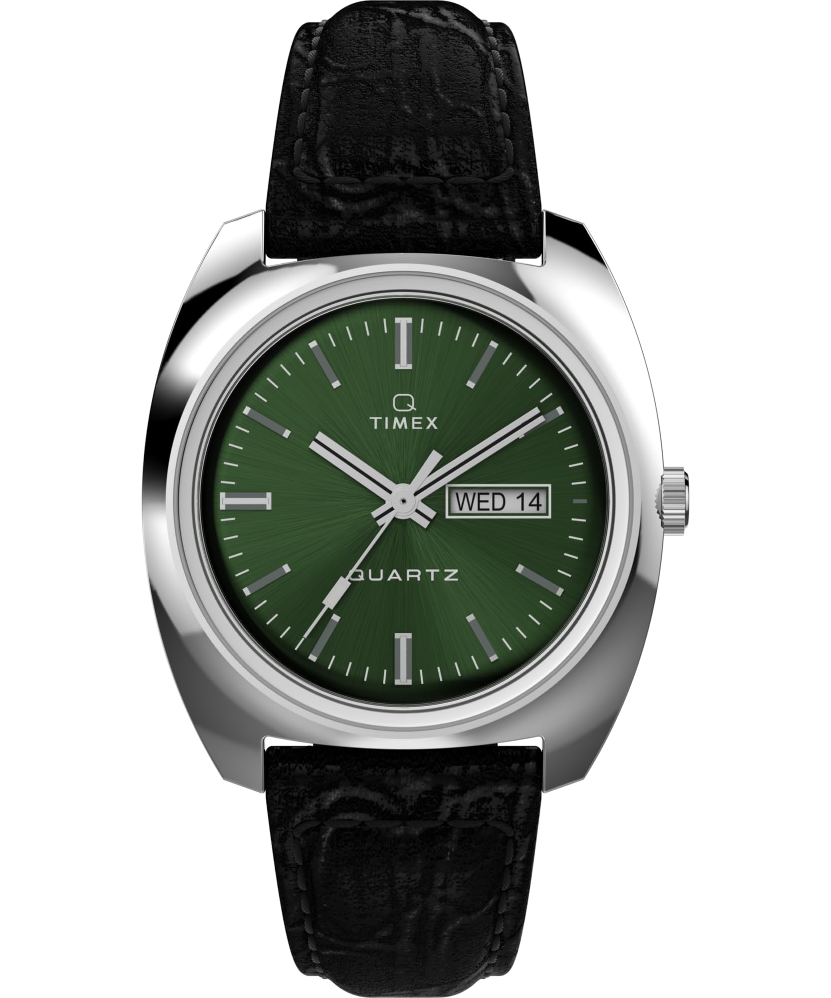 Timex Men s Q 1978 Day/Date 37mm Watch - Black Strap Green Dial Stainless Steel Case, Black, Modern
Timex Men s Q 1978 Day/Date 37mm Watch - Black Strap Green Dial Stainless Steel Case, Black, Modern