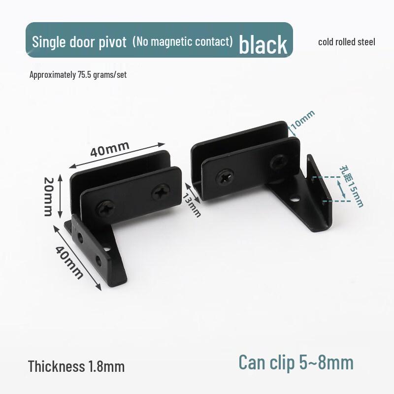 Black No-Drill Rotary Glass Door Hinge Clips (10-Pack)
Black No-Drill Rotary Glass Door Hinge Clips (10-Pack)