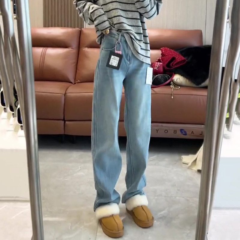Vintage Narrow Wide-Leg Soft Denim Jeans for Women, 2026 Spring New High-Waisted Slimming Loose Floor-Length Straight Pants Light Blue Elongated M
Vintage Narrow Wide-Leg Soft Denim Jeans for Women, 2026 Spring New High-Waisted Slimming Loose Floor-Length Straight Pants Light Blue Elongated M