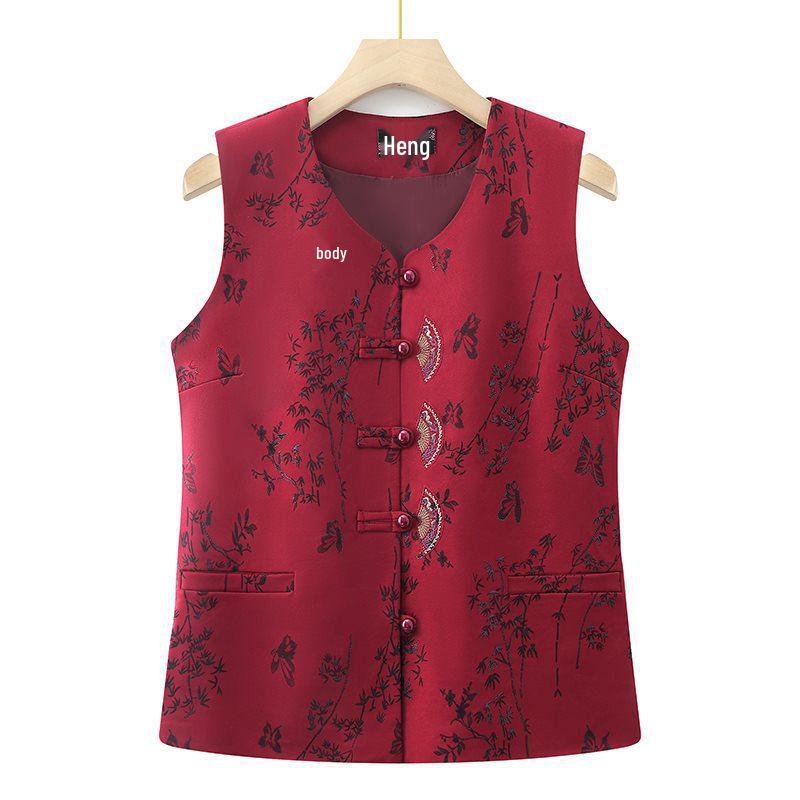 Elegant Satin Chinese-Style Sleeveless Vest for Elderly Women - Lightweight Autumn Outerwear for Grandmothers and Wives 5XL for 140-155 jin
Elegant Satin Chinese-Style Sleeveless Vest for Elderly Women - Lightweight Autumn Outerwear for Grandmothers and Wives 5XL for 140-155 jin