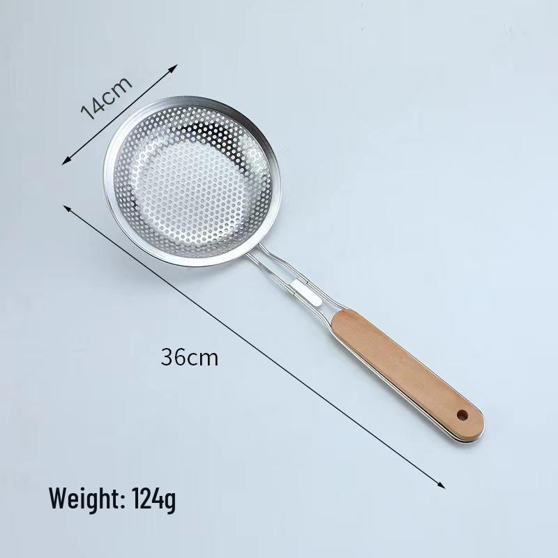 Stainless Steel Slotted Ladle with Wooden Handle - Perforated Oil Strainer and Thickened Hot Pot Spoon.
Stainless Steel Slotted Ladle with Wooden Handle - Perforated Oil Strainer and Thickened Hot Pot Spoon.
