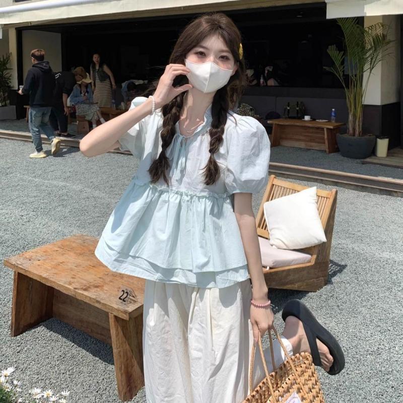 Fungus-edged Loose Age-reducing Doll Shirt Top Summer New Women s Korean Sweet Lace-up Puff Sleeve Shirt Trendy 2XL синій
Fungus-edged Loose Age-reducing Doll Shirt Top Summer New Women s Korean Sweet Lace-up Puff Sleeve Shirt Trendy 2XL синій