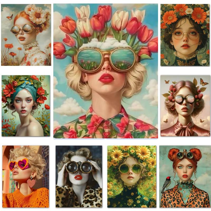 Beautiful Woman with Glasses Flower Canvas Painting Modern Wall Art Woman Character Posters and Prints Living Room Home Decor 21cm×30cm NoFrame
Beautiful Woman with Glasses Flower Canvas Painting Modern Wall Art Woman Character Posters and Prints Living Room Home Decor 21cm×30cm NoFrame