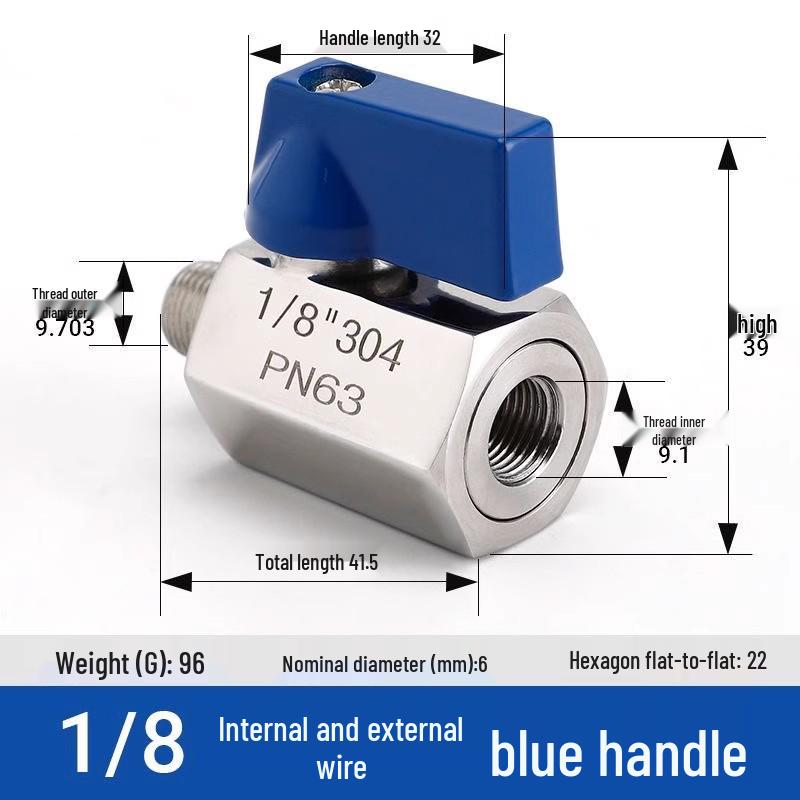 304 Stainless Steel Mini Ball Valve: Male to Female Thread, 4-Point/2-Point Switch.
304 Stainless Steel Mini Ball Valve: Male to Female Thread, 4-Point/2-Point Switch.
