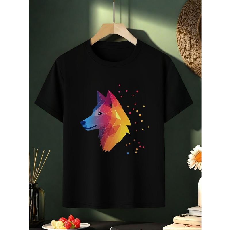 European sizes Girls Soft Breathable T-Shirt with Geometric Wolf Head Print - Summer Casual Round Neck Top Suitable for Summer Outfits - 164cm чорний
European sizes Girls Soft Breathable T-Shirt with Geometric Wolf Head Print - Summer Casual Round Neck Top Suitable for Summer Outfits - 164cm чорний