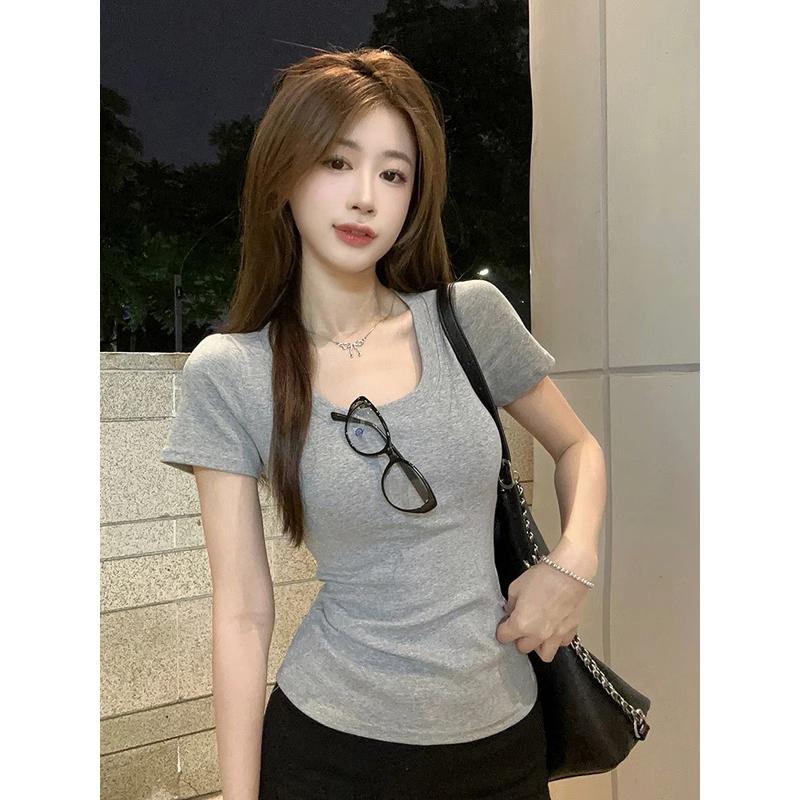 Women s Slim Fit Short Sleeve T-shirt Casual U-neck Solid Color Basic Top Soft Stretchy Daily Tee S сірий колір
Women s Slim Fit Short Sleeve T-shirt Casual U-neck Solid Color Basic Top Soft Stretchy Daily Tee S сірий колір