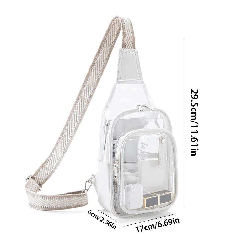 Transparent PVC Sling Bag, Trendy Jelly Crossbody Bag, Waterproof Chest Bag For Travel Beach Concert Event
Transparent PVC Sling Bag, Trendy Jelly Crossbody Bag, Waterproof Chest Bag For Travel Beach Concert Event