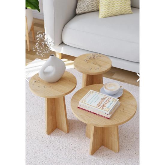 Журнальный столик из трех предметов в виде грибов в скандинавском стиле - дуб сапфир
Журнальный столик из трех предметов в виде грибов в скандинавском стиле - дуб сапфир