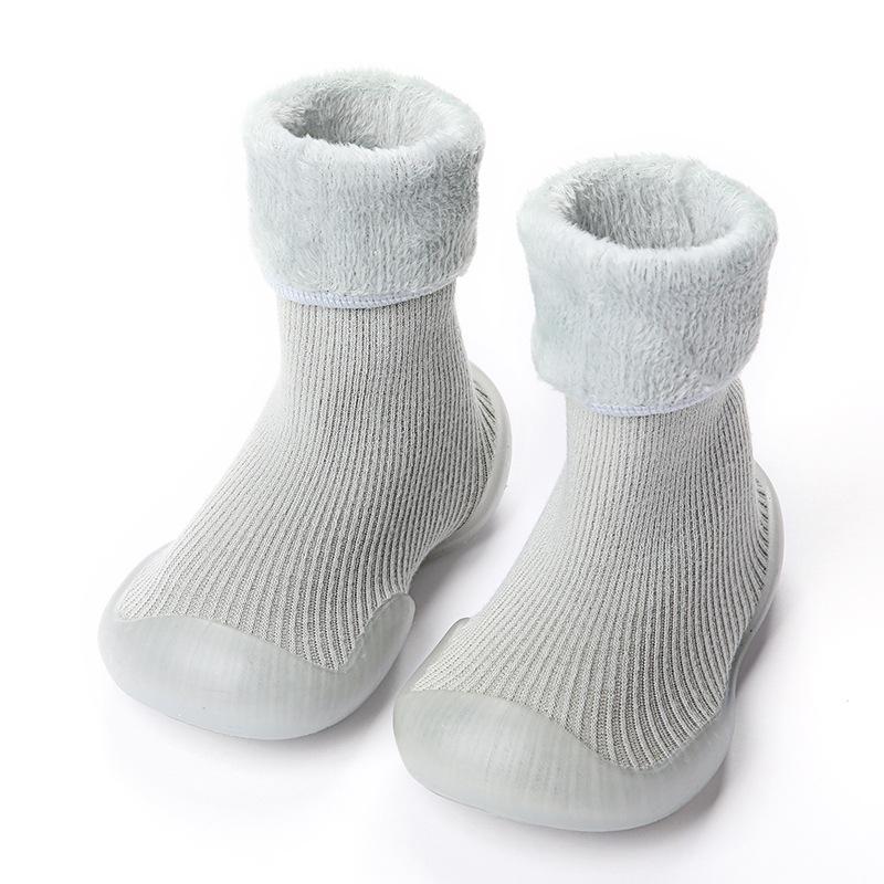 TWINFLAMES, нескользящая напольная обувь с мягкой подошвой, бархатная детская обувь для малышей, домашние милые детские напольные носки для мальчиков и девочек, обувь 26-27 серый