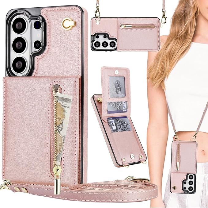 Crossbody wallet case for Samsung Galaxy S26 Ultra with zippered pocket and PU leather lanyard рожевий
Crossbody wallet case for Samsung Galaxy S26 Ultra with zippered pocket and PU leather lanyard рожевий