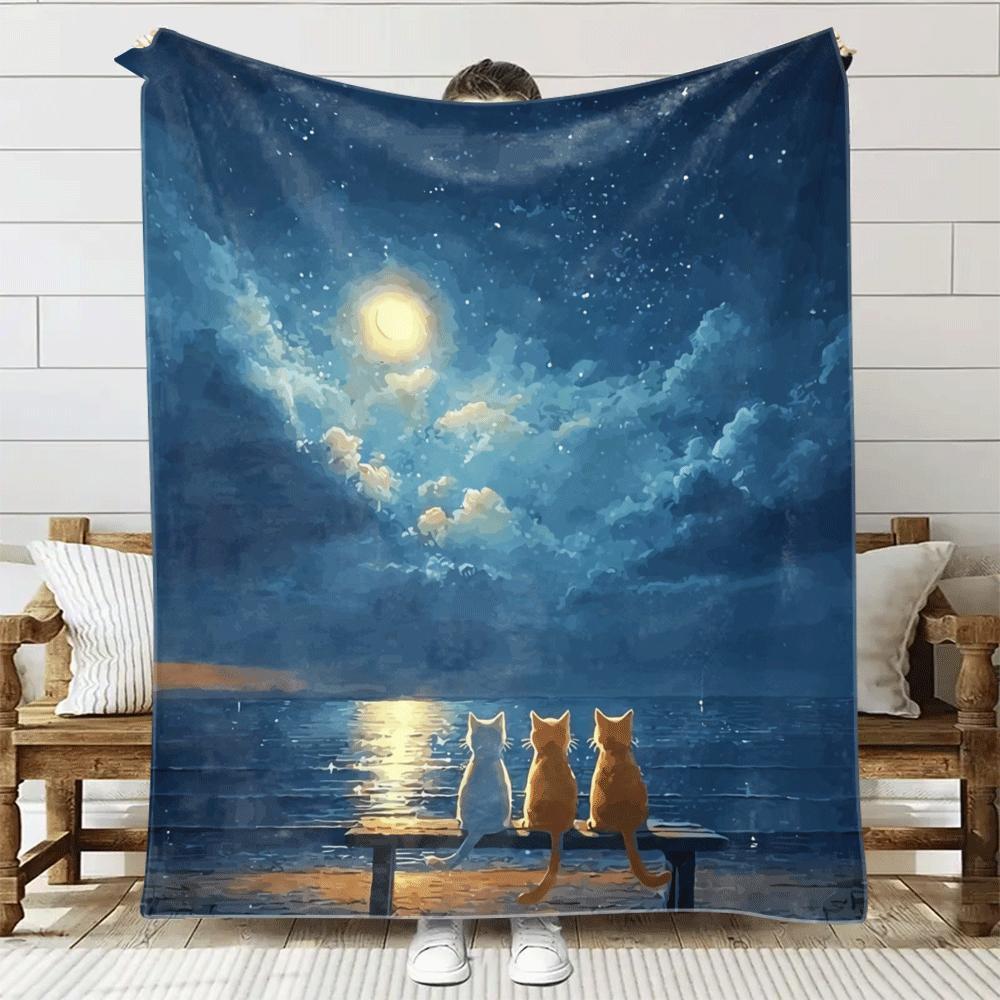 Pattern of three cats in the night sky Flannel printed blanket suitable for all seasons for living room office sofa and travel 75x90cm
Pattern of three cats in the night sky Flannel printed blanket suitable for all seasons for living room office sofa and travel 75x90cm