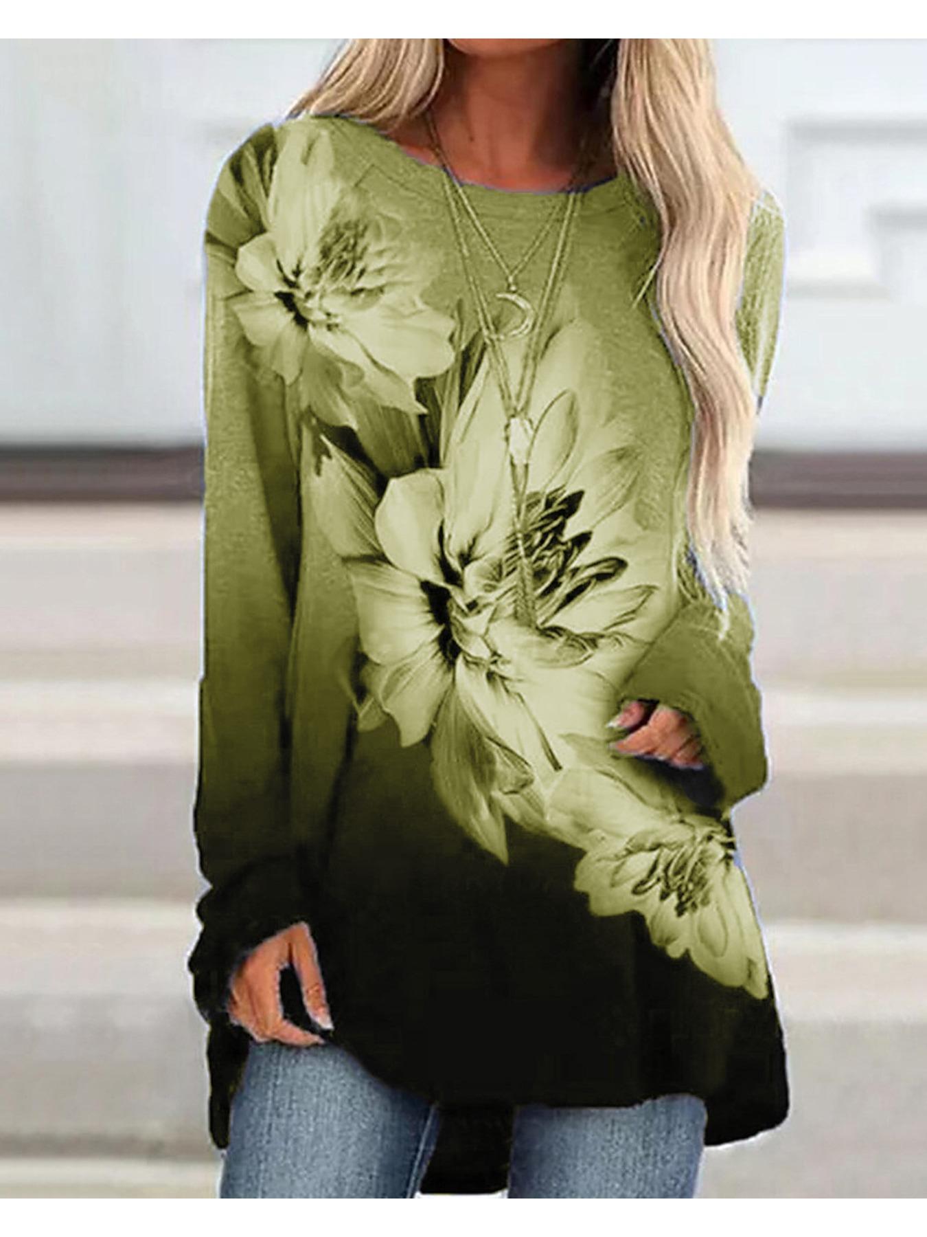 Женская футболка больших размеров с цветочным принтом, удобная, с длинным рукавом и круглым вырезом, повседневная, свободного кроя, средней длины 8XL жёлтый
Женская футболка больших размеров с цветочным принтом, удобная, с длинным рукавом и круглым вырезом, повседневная, свободного кроя, средней длины 8XL жёлтый