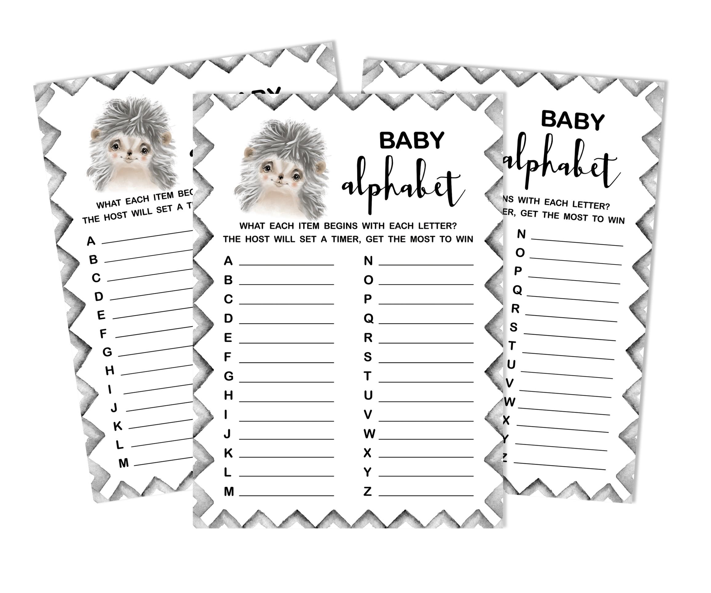 Inkdotpot Baby Shower Game Set Of 50 BabyA AlphabetA ABCA Game Hedgehog Jungle Animals Party 5 x 7 Inches
Inkdotpot Baby Shower Game Set Of 50 BabyA AlphabetA ABCA Game Hedgehog Jungle Animals Party 5 x 7 Inches