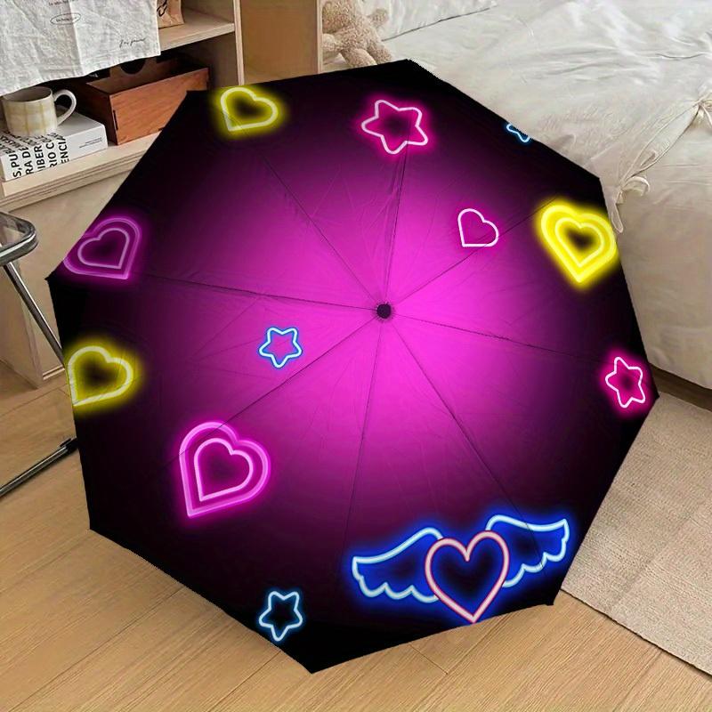 1pc Neon Hearts Themed Umbrella, 8-Rib Frame, Plastic Handle, Automatic Open Compact Travel Accessory, Lightweight Durable Fas Iron&8K
1pc Neon Hearts Themed Umbrella, 8-Rib Frame, Plastic Handle, Automatic Open Compact Travel Accessory, Lightweight Durable Fas Iron&8K