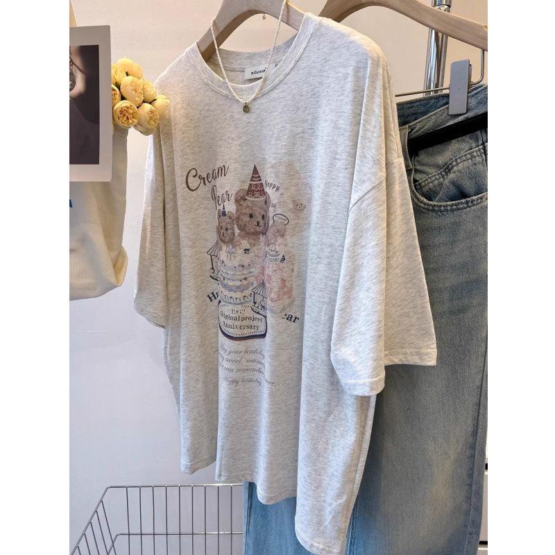 Cute Bear Print Short-sleeved Women s Summer New Retro Hong Kong Style Loose Top Trendy Half-sleeved M серый
Cute Bear Print Short-sleeved Women s Summer New Retro Hong Kong Style Loose Top Trendy Half-sleeved M серый