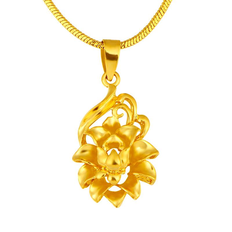 Настоящее 100% чистое золото 24 карата, новое модное женское ожерелье, подвеска с полым цветком, ювелирные изделия из золота 24 карата