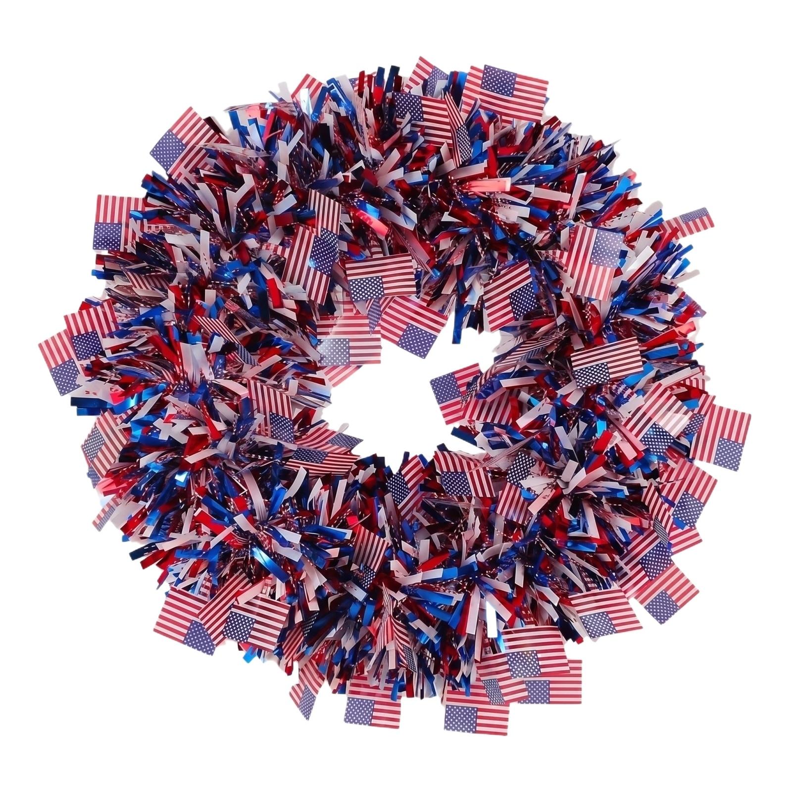 Patriotic Tinsel Garland with Miniature Flag Accents for Indoor Outdoor Holiday Party Decoration Wreath Display 9 Feet Long One Size
Patriotic Tinsel Garland with Miniature Flag Accents for Indoor Outdoor Holiday Party Decoration Wreath Display 9 Feet Long One Size