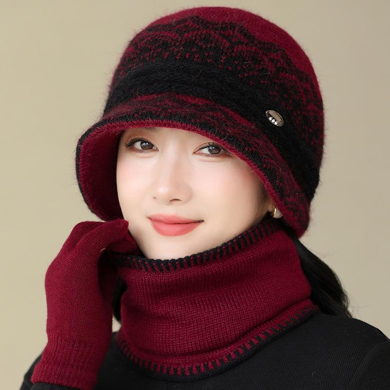 Шапки для пожилых людей среднего возраста с теплом в западном стиле, толстые бархатные вязаные шапки, зимние бабушкины защитные уши, шерстяные шапки, оптовая продажа, дропшиппинг