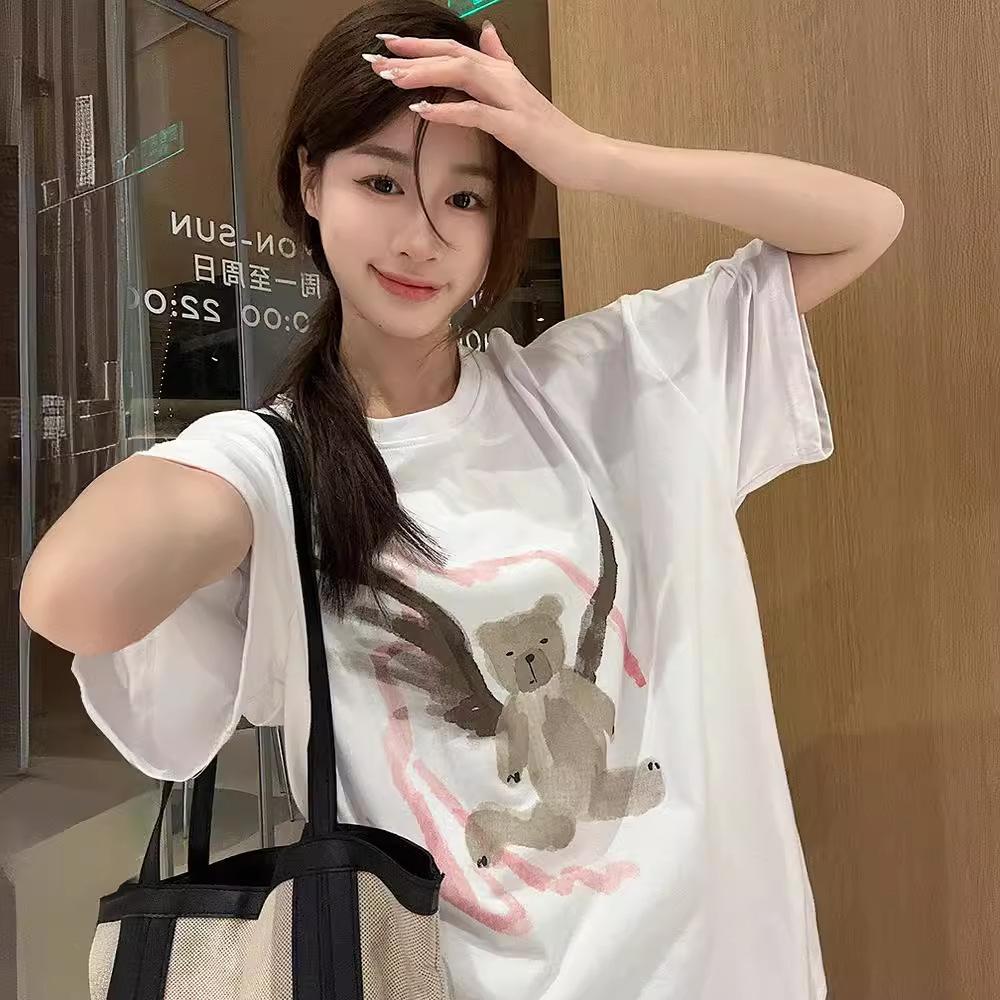 Korean cute bear print short-sleeved T-shirt women s summer 2025 new design sense casual loose black top 3XL чорний
Korean cute bear print short-sleeved T-shirt women s summer 2025 new design sense casual loose black top 3XL чорний