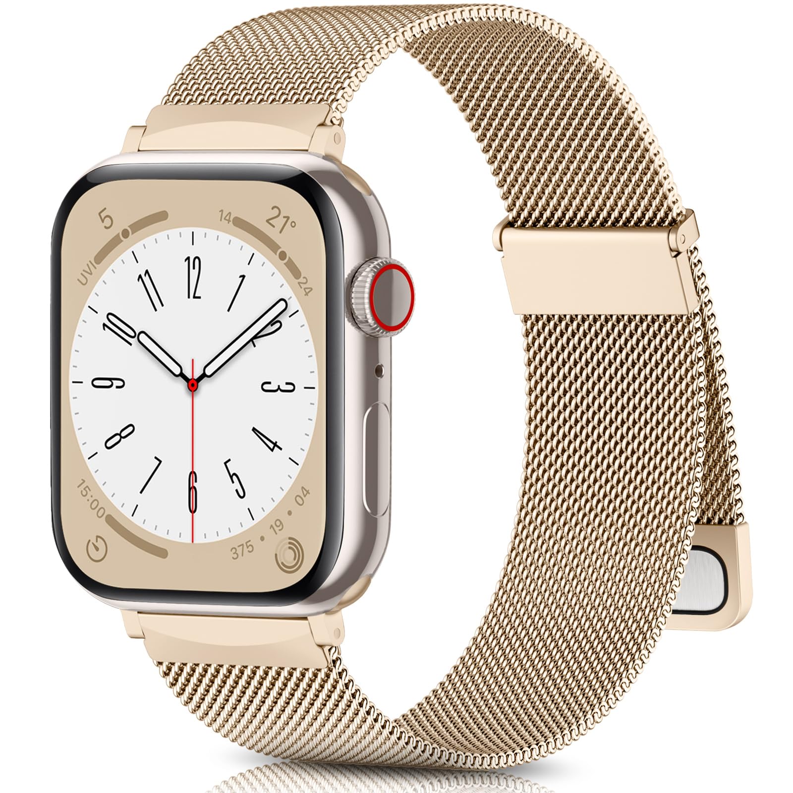 For Apple Watch Series 10 42mm/9 8 7 41mm/SE (2023) SE (2022) SE 6 5 4 40mm/3 2 1 38mm Metal Strap Watchband Starlight
For Apple Watch Series 10 42mm/9 8 7 41mm/SE (2023) SE (2022) SE 6 5 4 40mm/3 2 1 38mm Metal Strap Watchband Starlight