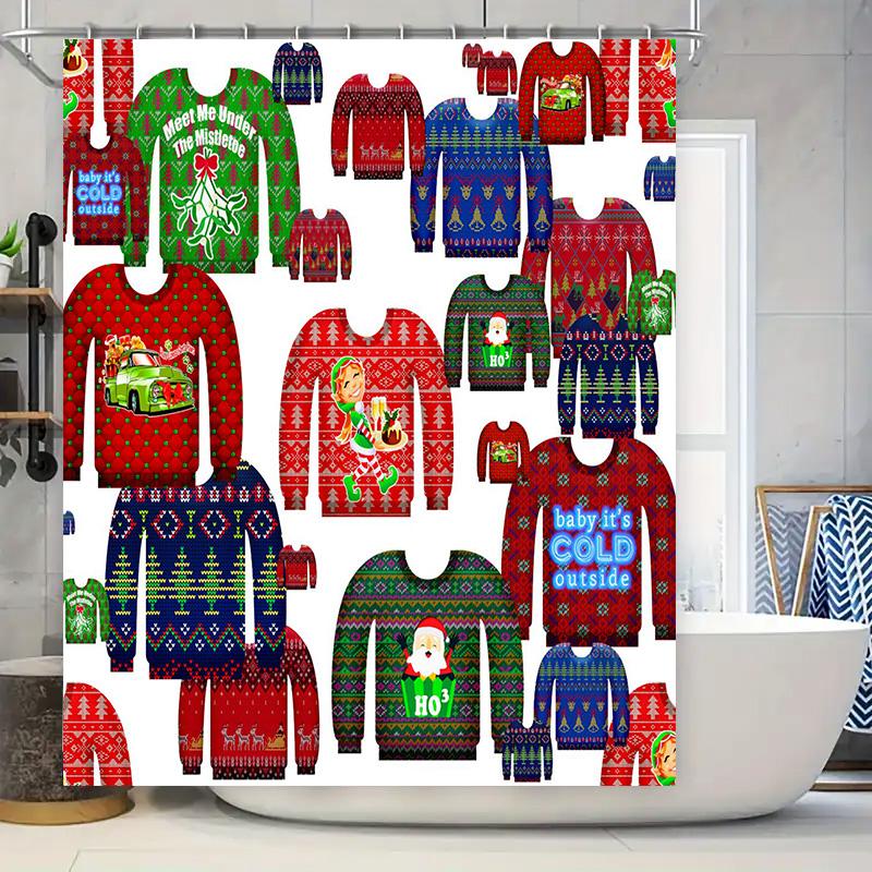 Christmas Sweater Shower Curtain Set Ugly Christmas Sweaters Party Decorations Waterproof Fabric Print Home Decor for Kids Bathr 90x180cm
Christmas Sweater Shower Curtain Set Ugly Christmas Sweaters Party Decorations Waterproof Fabric Print Home Decor for Kids Bathr 90x180cm