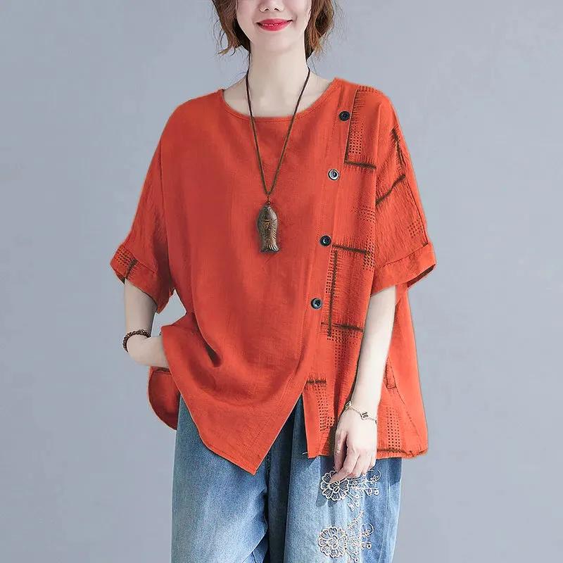 Female Summer Unique Personalized Loose Top Artistic Short Sleeved Round Neck Asymmetrical T-shirt 3XL оранжевый
Female Summer Unique Personalized Loose Top Artistic Short Sleeved Round Neck Asymmetrical T-shirt 3XL оранжевый
