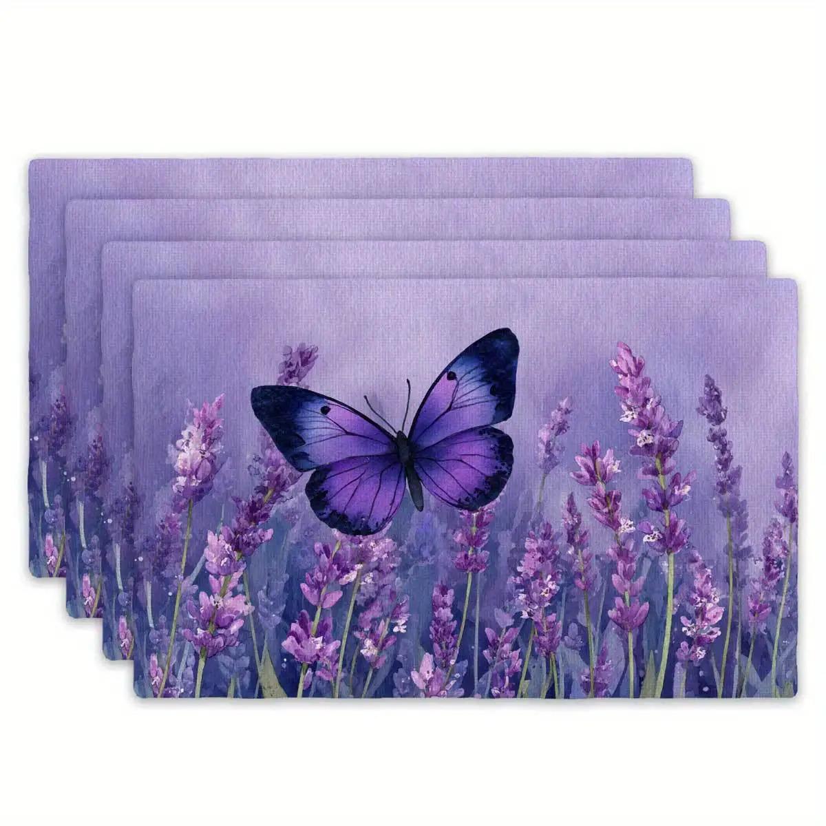 Purple Butterfly Placemats Set of 4 with Lavender Flowers Design Linen Table Mats for Dining Table Kitchen Home Decor 4Pcs-30X45cm(12X18in
Purple Butterfly Placemats Set of 4 with Lavender Flowers Design Linen Table Mats for Dining Table Kitchen Home Decor 4Pcs-30X45cm(12X18in