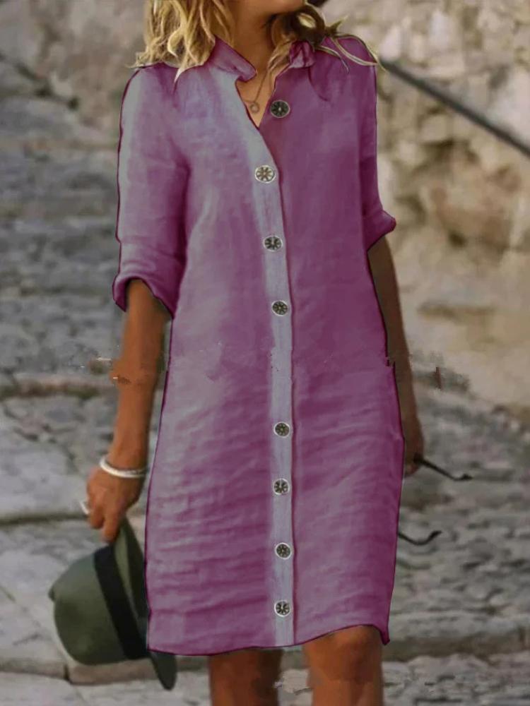 Однобортное однотонное платье Элегантное платье с коротким рукавом для женской одежды весна-осень 3XL фиолетовый
Однобортное однотонное платье Элегантное платье с коротким рукавом для женской одежды весна-осень 3XL фиолетовый