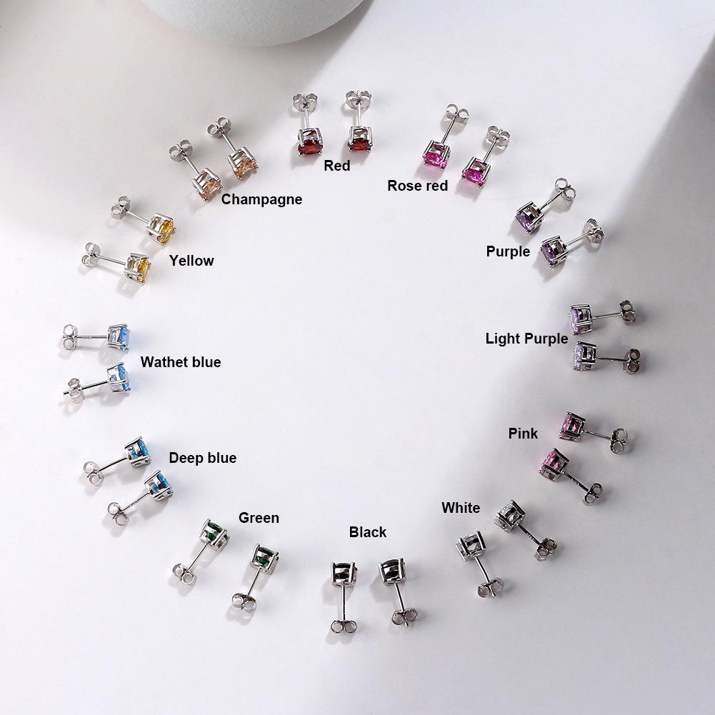 Sterling Silver Zodiac Birthstone Earrings: Twelve Colors, Four-Prong Setting, Fashionable Christmas Ornaments.
Sterling Silver Zodiac Birthstone Earrings: Twelve Colors, Four-Prong Setting, Fashionable Christmas Ornaments.