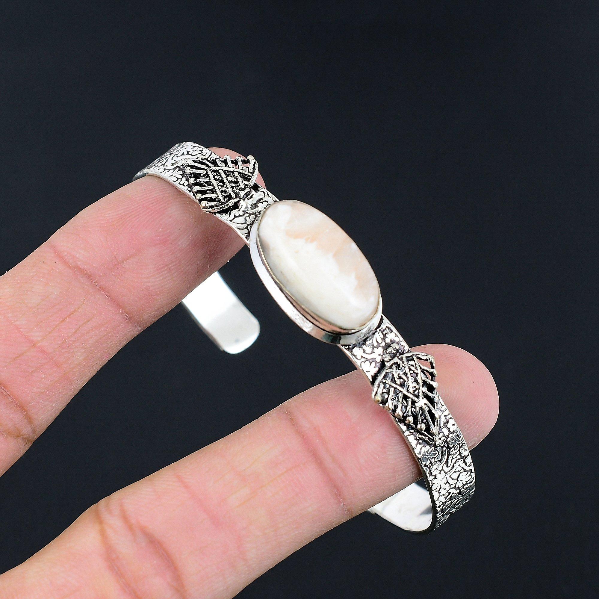 Anniversary Gift For Her Natural Scolecite Gemstone Bangle Adjustable 925 Silver Adjustable
Anniversary Gift For Her Natural Scolecite Gemstone Bangle Adjustable 925 Silver Adjustable