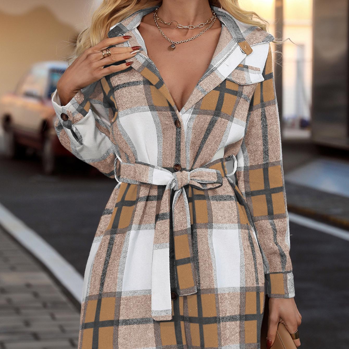 Жіноча картата сукня-сорочка, осінь-зима, повсякденна мода, відкладний комір, пояс, довгі рукави, міді, жіночі сексуальні офісні сукні XL хакі
Жіноча картата сукня-сорочка, осінь-зима, повсякденна мода, відкладний комір, пояс, довгі рукави, міді, жіночі сексуальні офісні сукні XL хакі