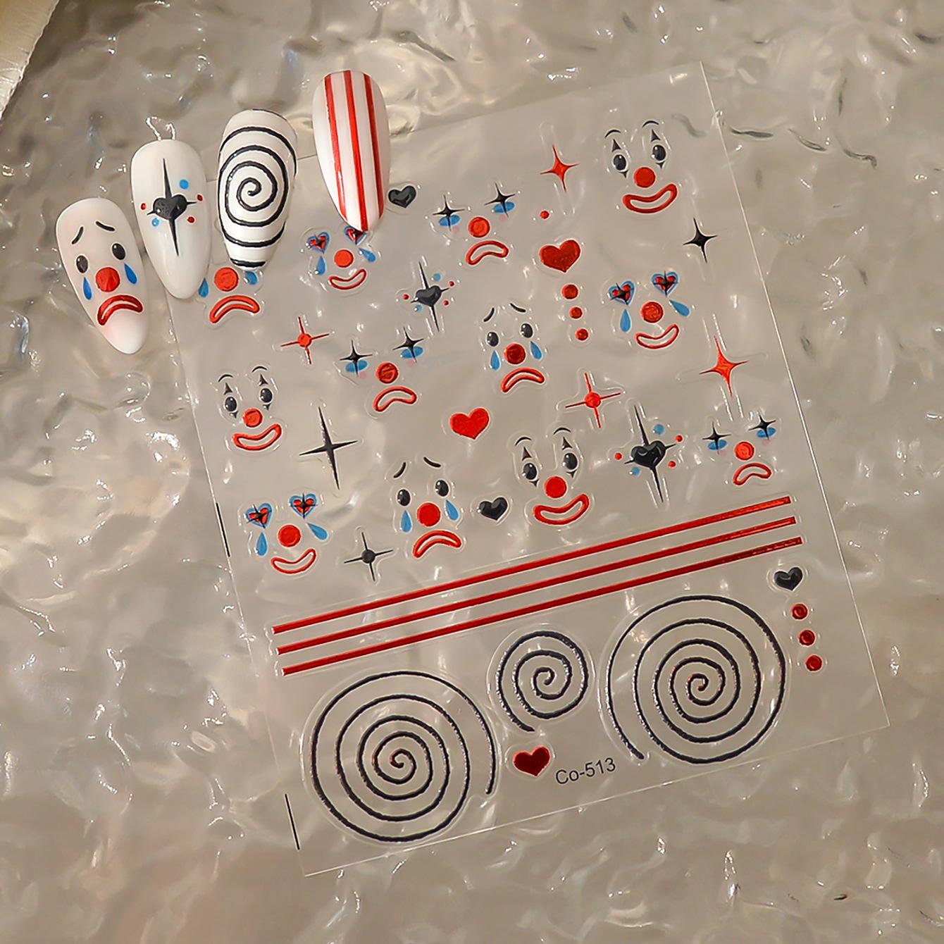 Темний Стиль Хелловінський Клоунське Обличчя Наклейки на Нігті - Рельєфний Желейний Дизайн
Темний Стиль Хелловінський Клоунське Обличчя Наклейки на Нігті - Рельєфний Желейний Дизайн