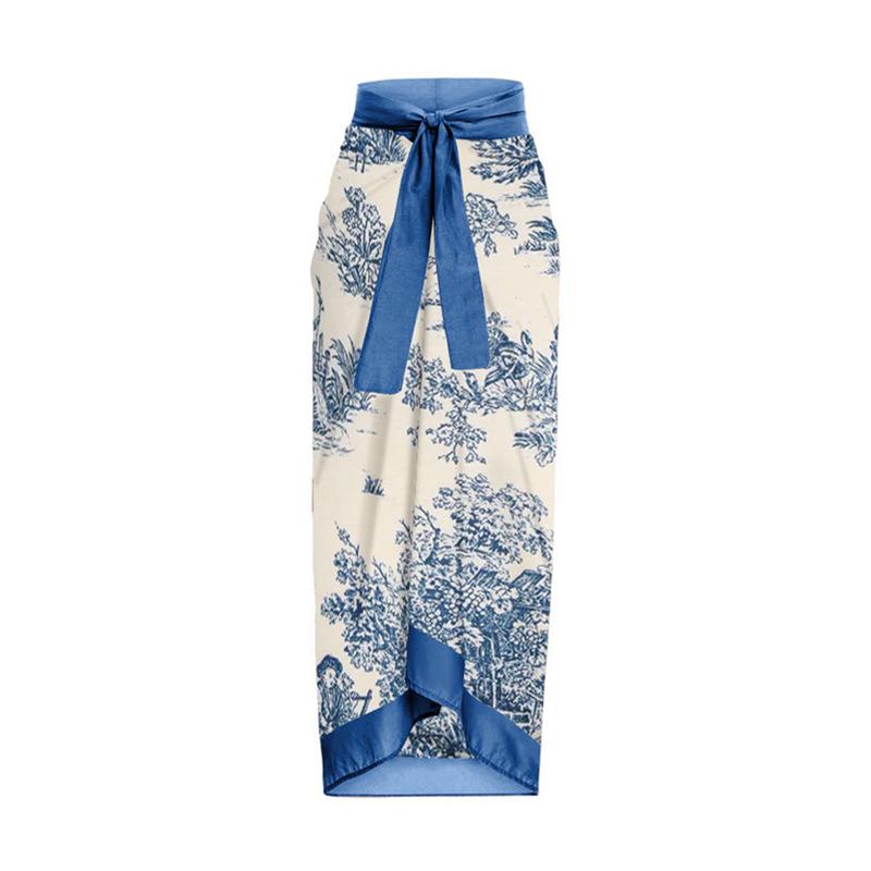 European-American Vacation Style Print Midi Skirt Tie-up Beach Dress 22067686 One Size синій
European-American Vacation Style Print Midi Skirt Tie-up Beach Dress 22067686 One Size синій