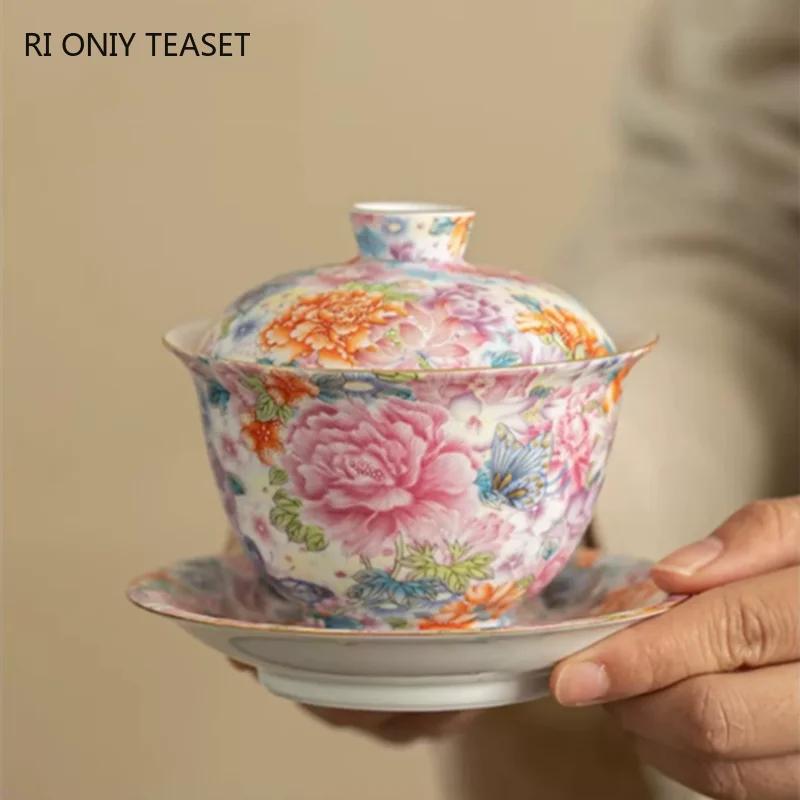 160ml Chinese Enamel Color Ceramic Gaiwan Teacup Beauty Tea Infuser Handmade Flowers Porcelain Tea Bowl Travel Portable Teaware 11.3x9.5cm 160ml
160ml Chinese Enamel Color Ceramic Gaiwan Teacup Beauty Tea Infuser Handmade Flowers Porcelain Tea Bowl Travel Portable Teaware 11.3x9.5cm 160ml