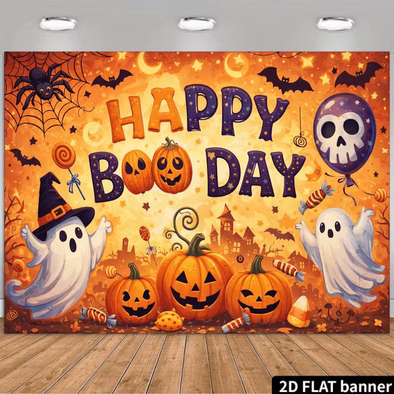 2D Spooky Halloween Boo Day Backdrop with Spider, Bats & Candy 47.2x31.5inch/120*80cm
2D Spooky Halloween Boo Day Backdrop with Spider, Bats & Candy 47.2x31.5inch/120*80cm