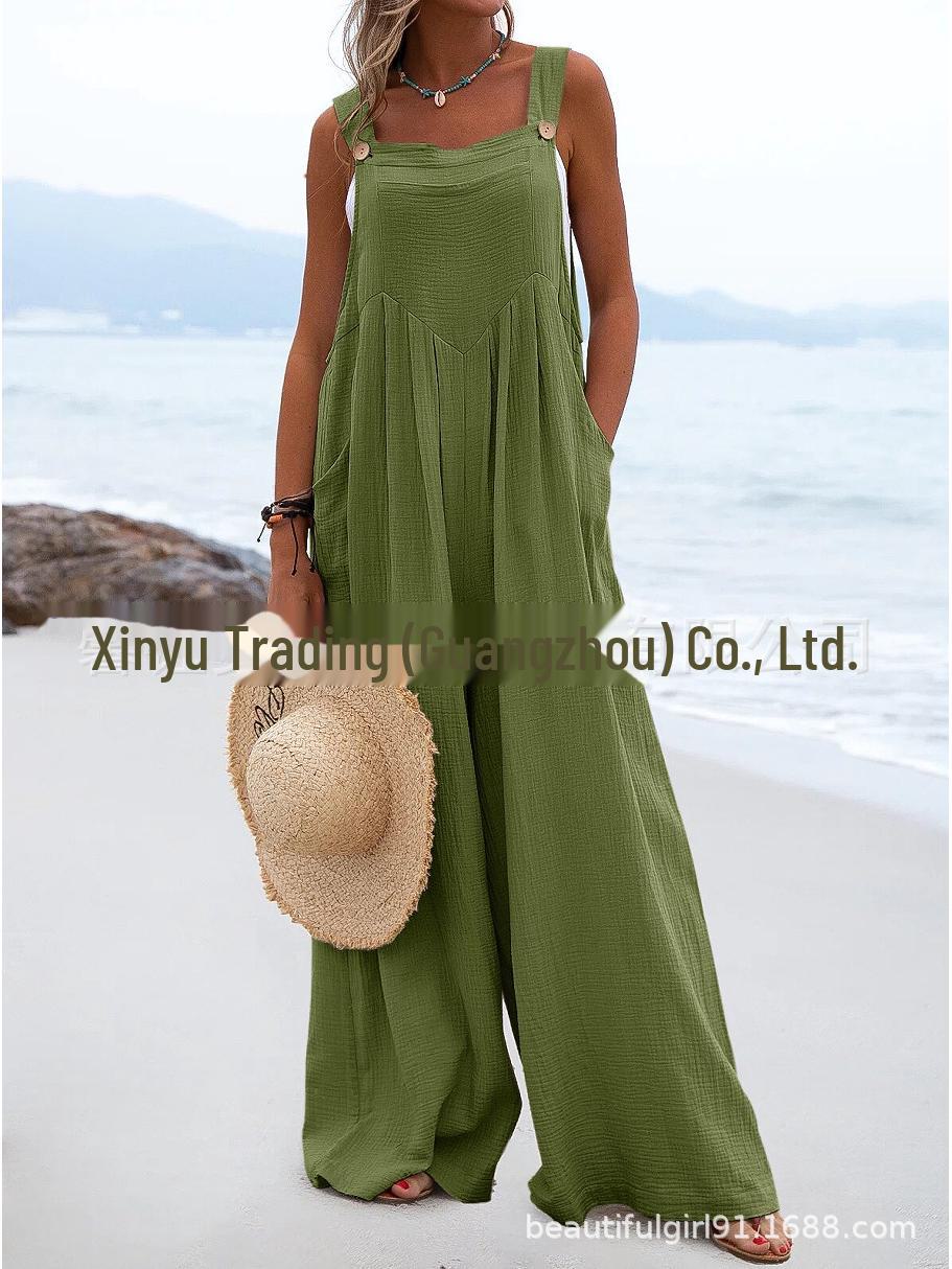 Женский однотонный комбинезон в этническом стиле на пуговицах с широкими брюками (Лето 2023 г.) XXL армия зеленый
Женский однотонный комбинезон в этническом стиле на пуговицах с широкими брюками (Лето 2023 г.) XXL армия зеленый