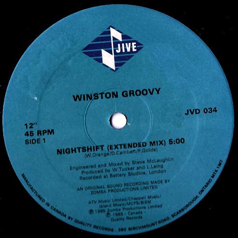 12inch Record WINSTON GROOVY - Nightshift JVD034 Jive 1985 Canada Reggae, Ska & Dub Used
12inch Record WINSTON GROOVY - Nightshift JVD034 Jive 1985 Canada Reggae, Ska & Dub Used