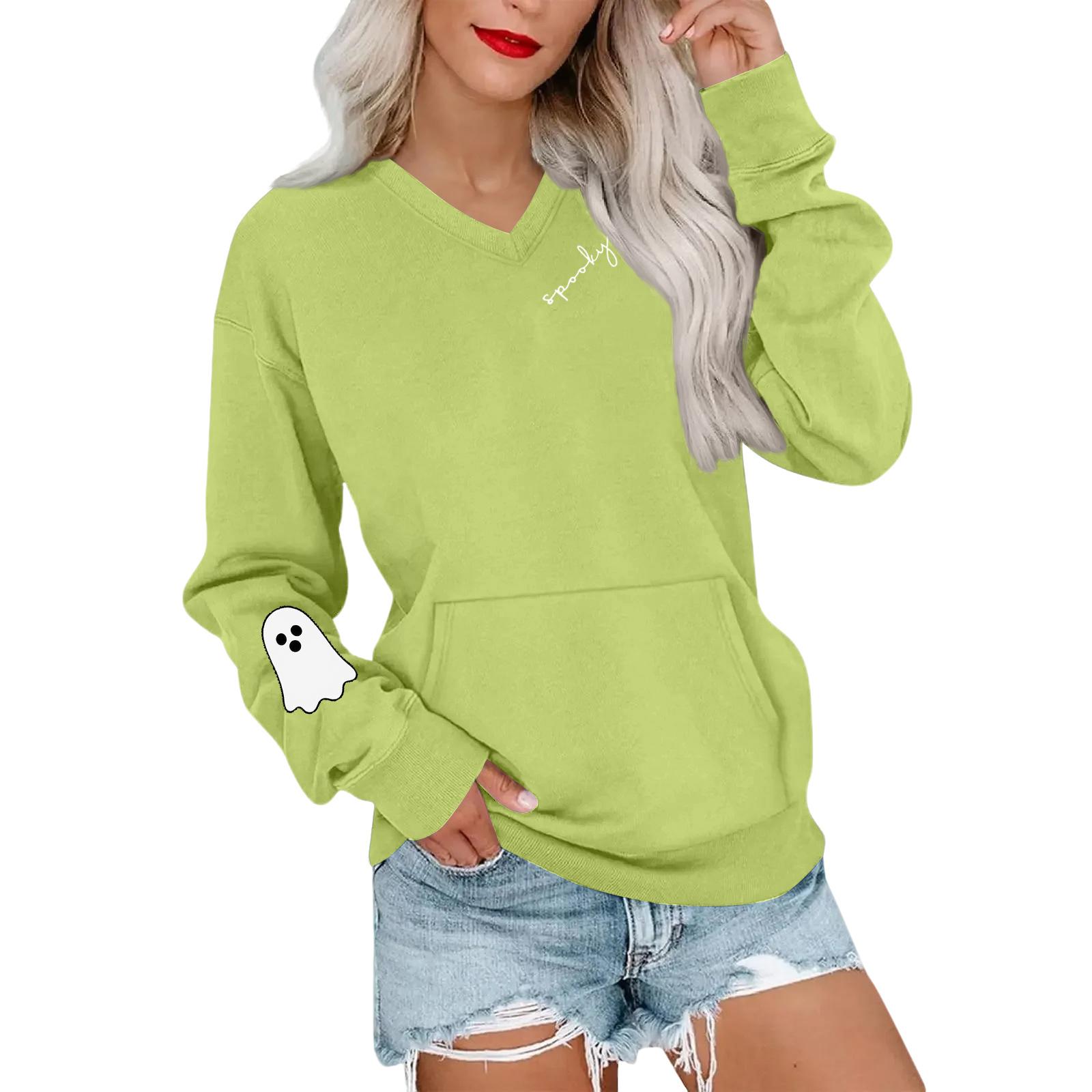 Женская повседневная модная толстовка с V-образным вырезом и длинными рукавами с принтом на Хэллоуин, легкий пуловер с капюшоном и карманами S
Женская повседневная модная толстовка с V-образным вырезом и длинными рукавами с принтом на Хэллоуин, легкий пуловер с капюшоном и карманами S