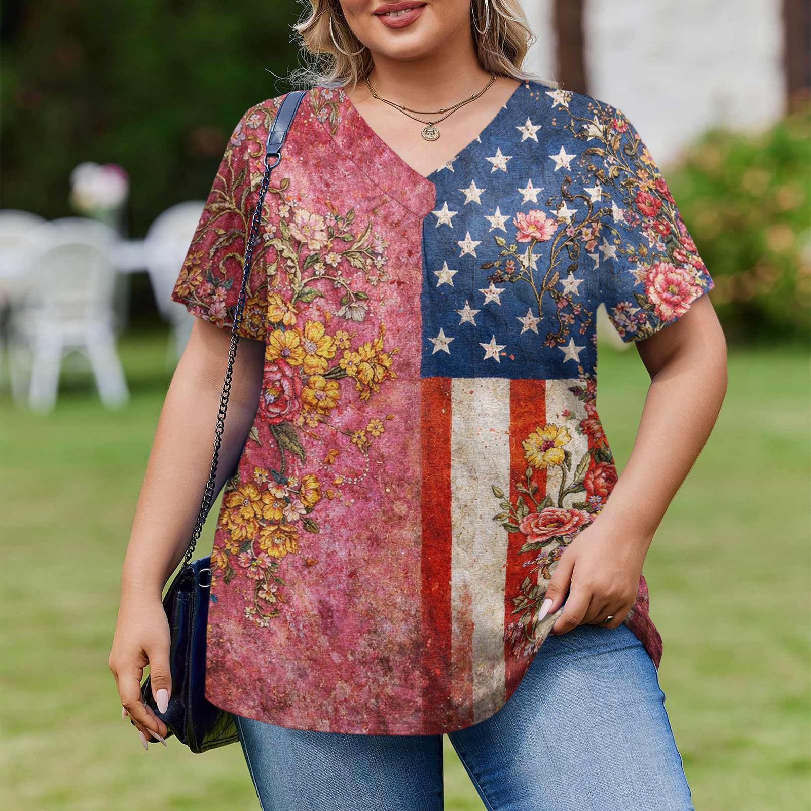 Womens Plus Size Casual Loose Short Sleeve V Neck Top 250th Anniversary Print Commemorative Tunic for Everyday Wear XL кавун червоний колір
Womens Plus Size Casual Loose Short Sleeve V Neck Top 250th Anniversary Print Commemorative Tunic for Everyday Wear XL кавун червоний колір