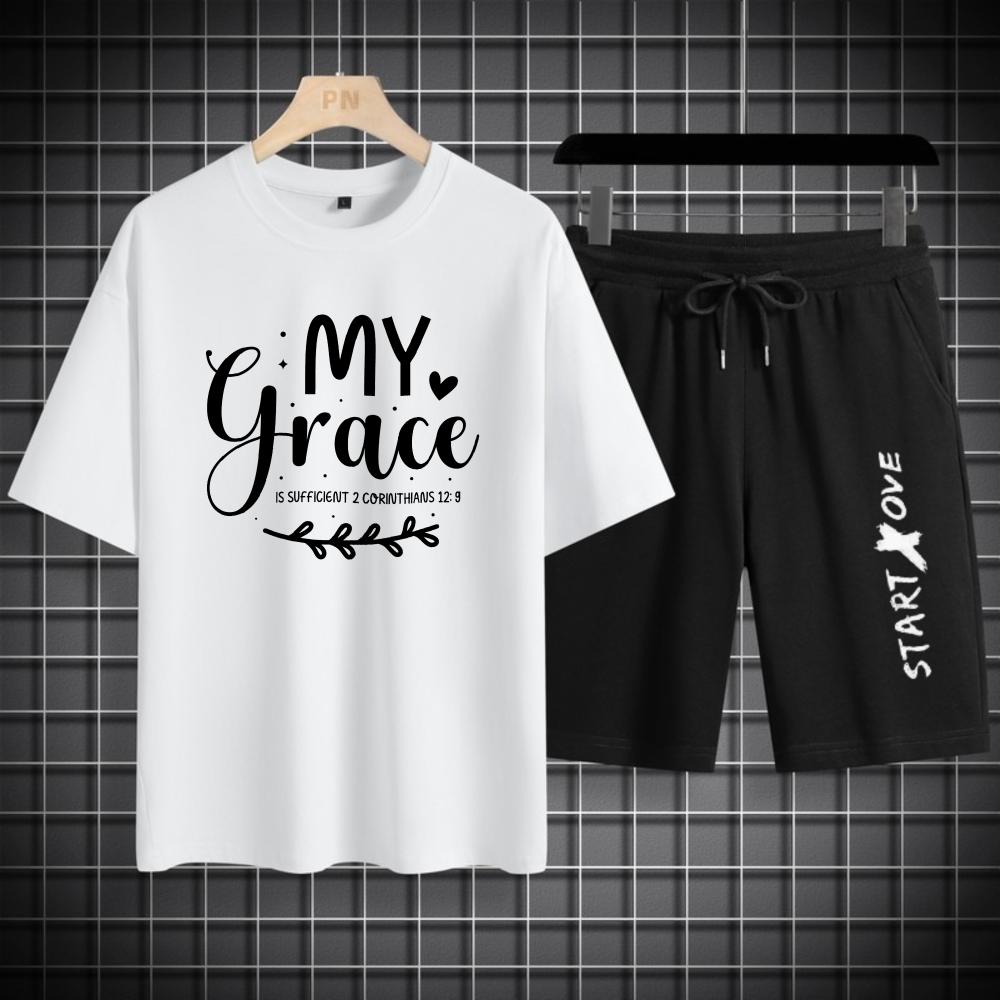 Men s Sets Summer Quick Drying My Grace Printed Graphic T-shirts Suit Suit for Man Outfit Short Sleeve Tee + Shorts Outfit Sets S
Men s Sets Summer Quick Drying My Grace Printed Graphic T-shirts Suit Suit for Man Outfit Short Sleeve Tee + Shorts Outfit Sets S