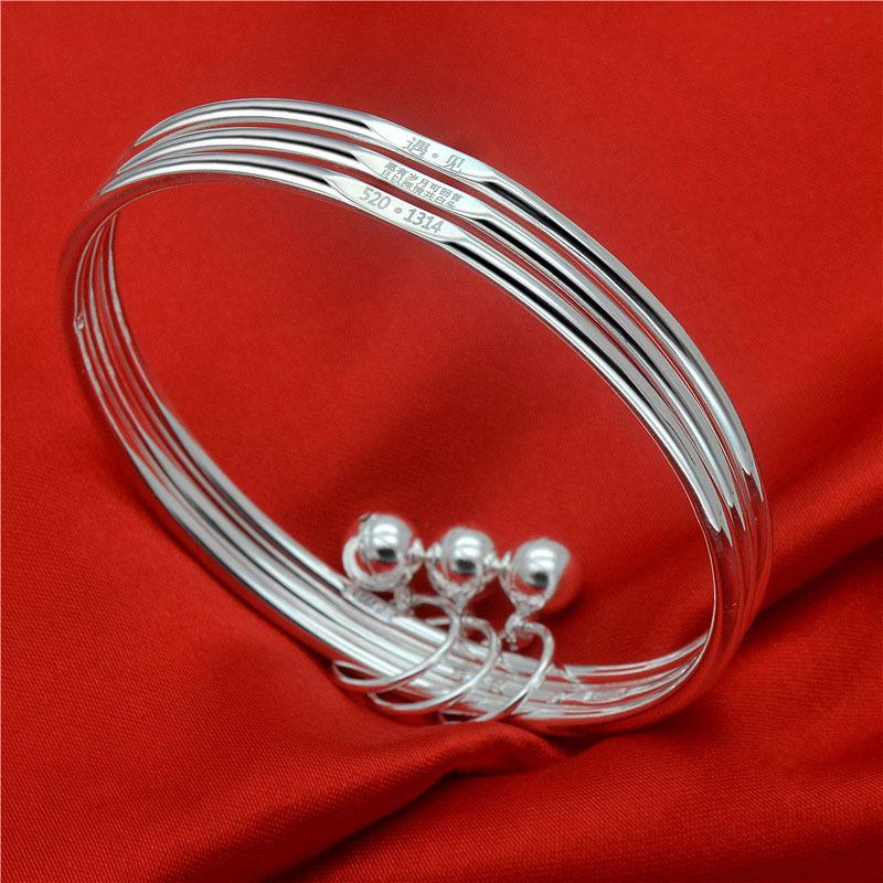 Sansheng Sanshi Pure Silver 9999 Bracelet Meets Fashionable Three-ring Aperture Sterling Silver Bracelet Hanging Bell Creative Jewelry
Sansheng Sanshi Pure Silver 9999 Bracelet Meets Fashionable Three-ring Aperture Sterling Silver Bracelet Hanging Bell Creative Jewelry