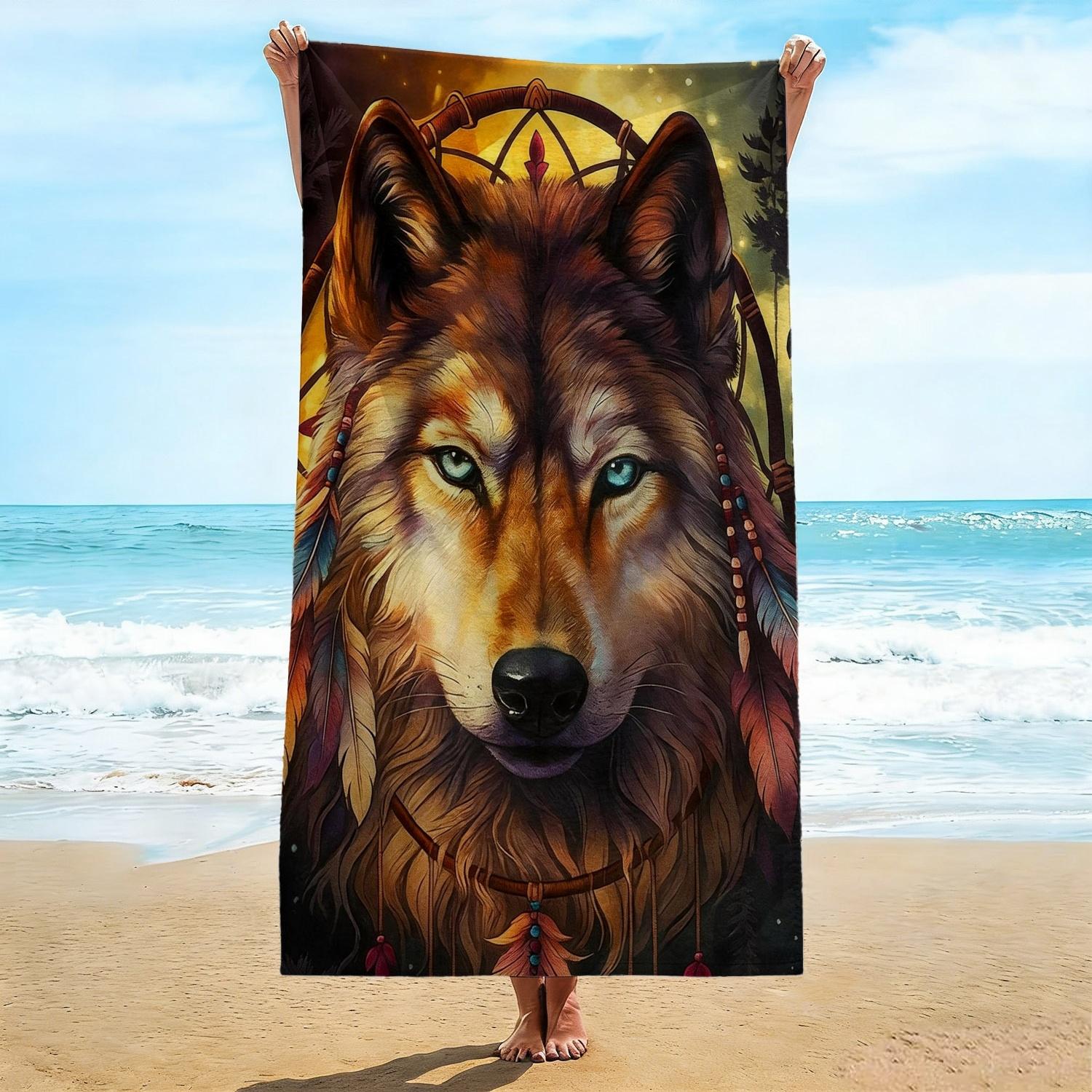 1pcs Boho Wolf Beach Towel, Tribal Dreamcatcher & Wolf Portrait Pattern Bath Towel, Mystic Wildlife Inspired Beach Blanket W40*H60(CM)
1pcs Boho Wolf Beach Towel, Tribal Dreamcatcher & Wolf Portrait Pattern Bath Towel, Mystic Wildlife Inspired Beach Blanket W40*H60(CM)