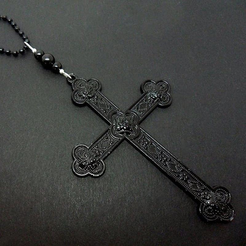 Gothic Punk Black Hollowed-out Relief Patterns Cross Pendant Beaded Chain Necklace for Women Men Hallowmas Party Jewelry Gifts
Gothic Punk Black Hollowed-out Relief Patterns Cross Pendant Beaded Chain Necklace for Women Men Hallowmas Party Jewelry Gifts