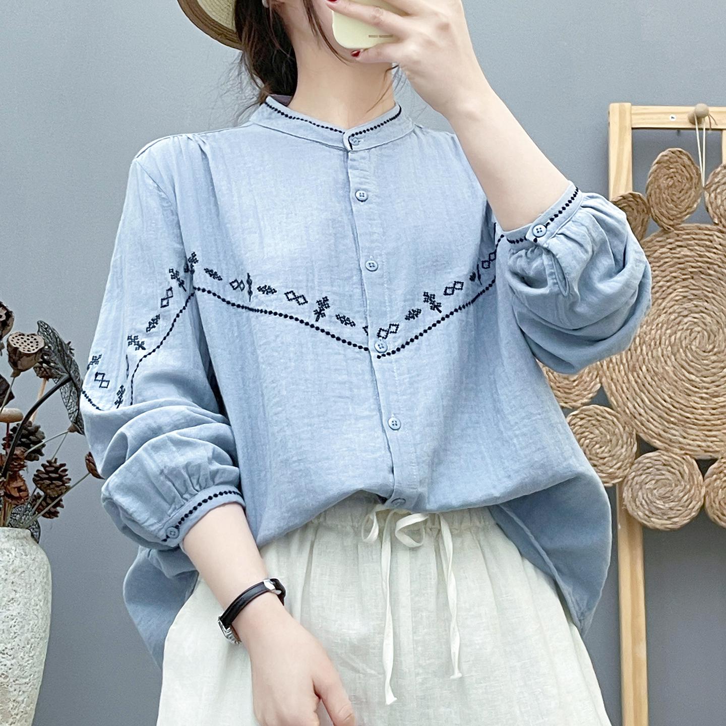 Embroidered Chinese Stand-Up Collar Cotton Gauze Shirt L (For 62.5-75 kg)
Embroidered Chinese Stand-Up Collar Cotton Gauze Shirt L (For 62.5-75 kg)