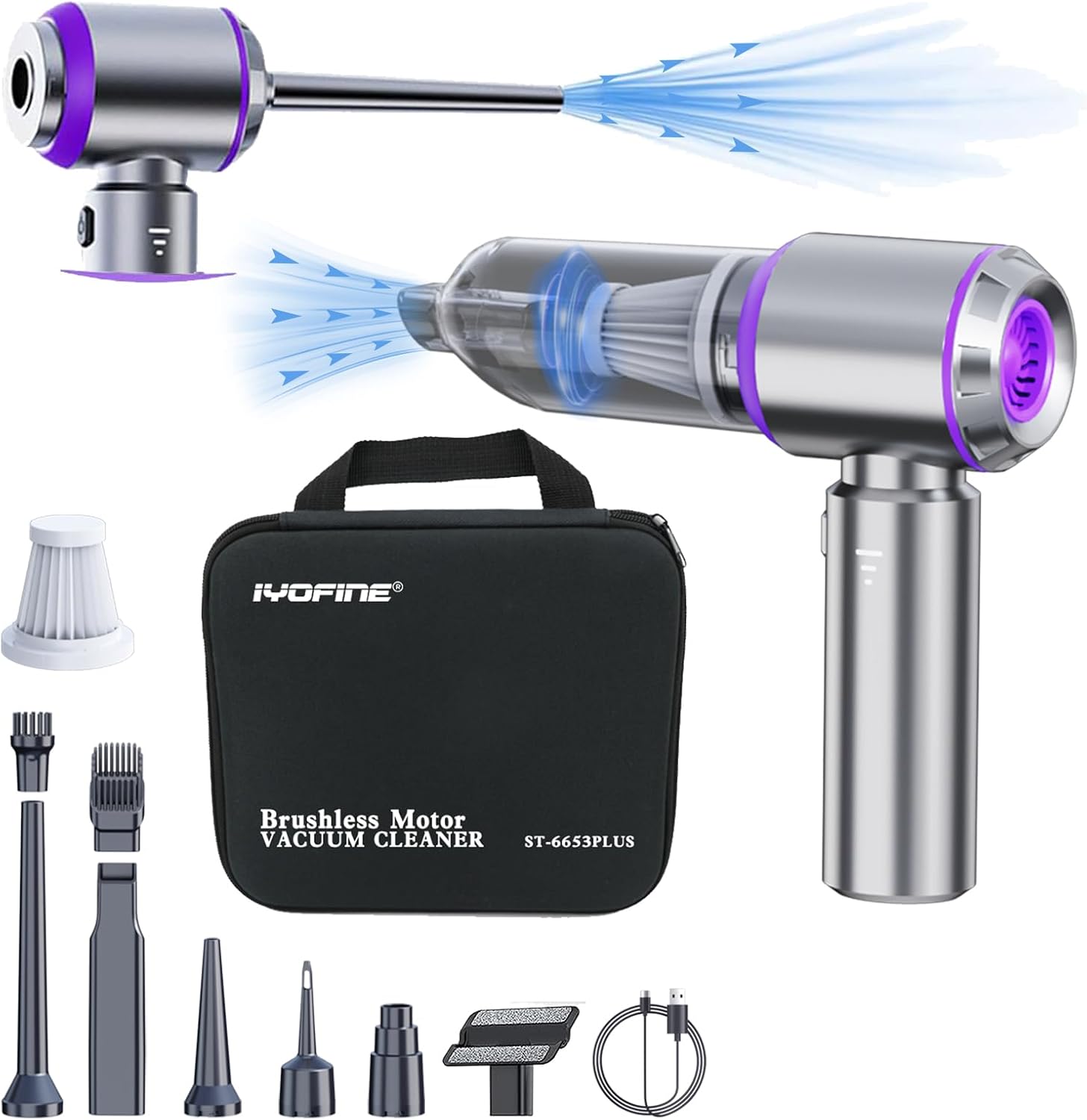 Мини-пылесос 80 000 об/мин 4-в-1 Воздушный пылесос Пистолет-воздуходувка Беспроводной Фиолетовый фиолетовый
Мини-пылесос 80 000 об/мин 4-в-1 Воздушный пылесос Пистолет-воздуходувка Беспроводной Фиолетовый фиолетовый