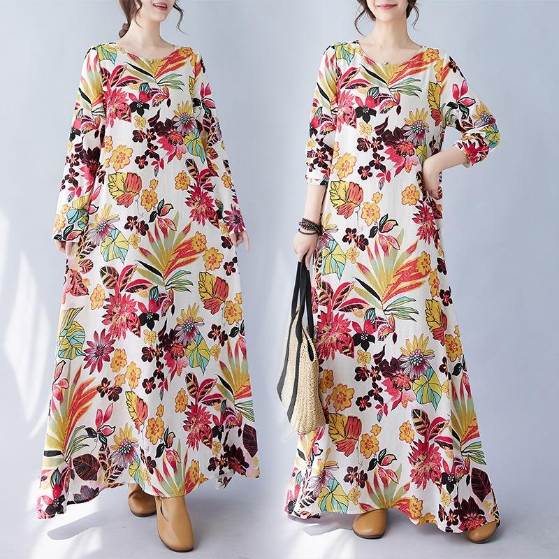 Real spring new literary large size loose printing round neck long sleeve dress women s long dress 2XL
Real spring new literary large size loose printing round neck long sleeve dress women s long dress 2XL