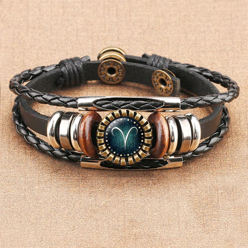 12 Constellation Zodiac Sign Black Braided Leather Bracelet Cancer Leo Virgo Libra Woven Glass Dome Jewelry Men Bracelet
12 Constellation Zodiac Sign Black Braided Leather Bracelet Cancer Leo Virgo Libra Woven Glass Dome Jewelry Men Bracelet