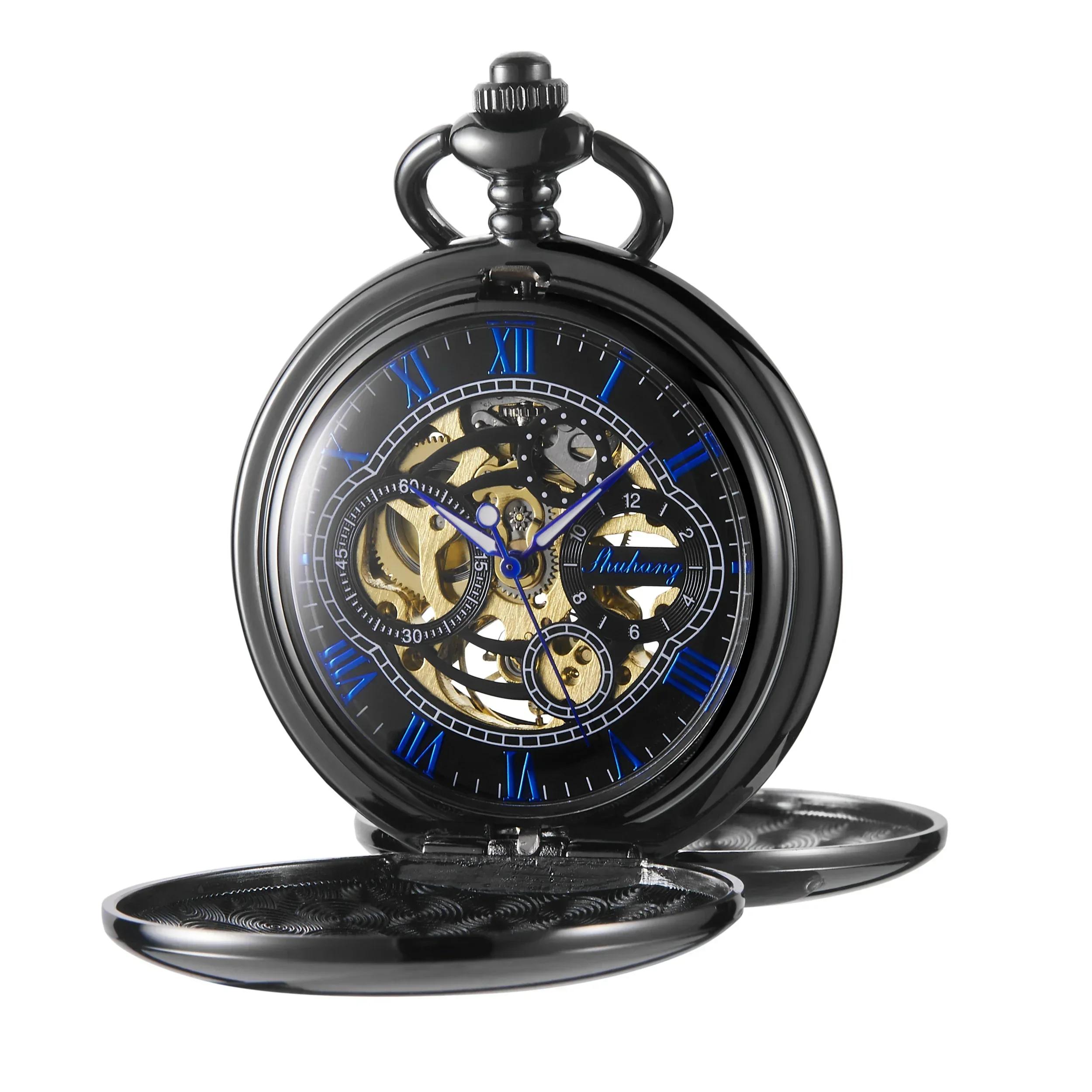 PJX1704 New Black 2 Sides Open Case Luxury Mens Pocket Watch Mechanical Hand-winding Necklace Clock Business Exquisite Male Gift чорний
PJX1704 New Black 2 Sides Open Case Luxury Mens Pocket Watch Mechanical Hand-winding Necklace Clock Business Exquisite Male Gift чорний