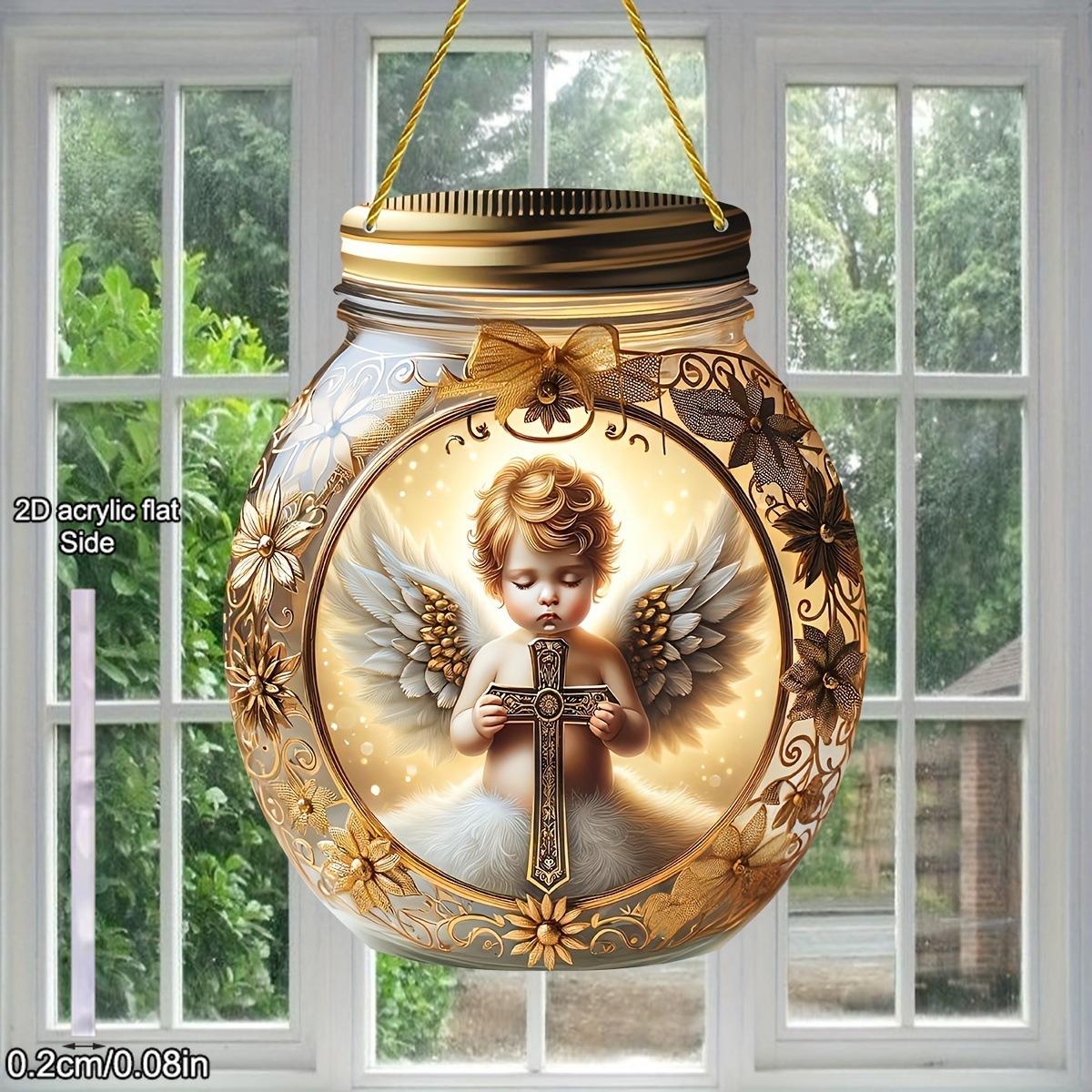 Mason Jar Hangings Decor, Elegant Angel Ornament, Cross Sign, Classic Fairy Tale Style, Golden & White Acrylic Decor,Fairy Tale Theme, Angel Decor, 20*17cm
Mason Jar Hangings Decor, Elegant Angel Ornament, Cross Sign, Classic Fairy Tale Style, Golden & White Acrylic Decor,Fairy Tale Theme, Angel Decor, 20*17cm