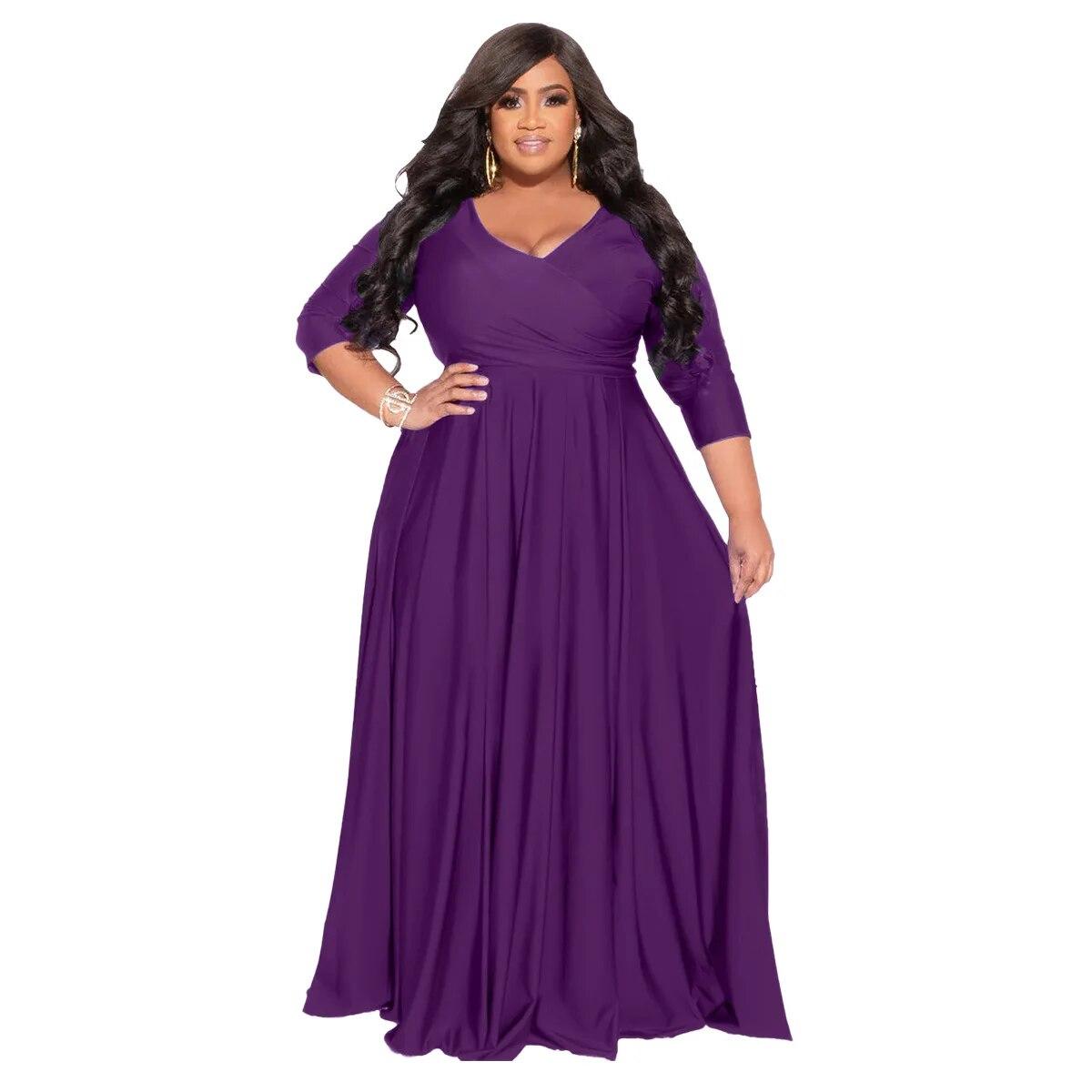 Vintage Solid Party One Piece Dress Women Plus Size V-Neck Elegant Pleated Maxi Dress Female Fashion Design Casual Office Dresses 2026 4XL фіолетовий
Vintage Solid Party One Piece Dress Women Plus Size V-Neck Elegant Pleated Maxi Dress Female Fashion Design Casual Office Dresses 2026 4XL фіолетовий